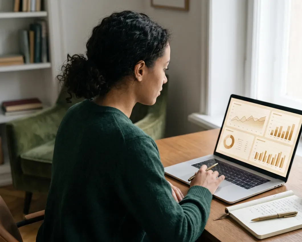 A marketer reviewing an analytics dashboard
